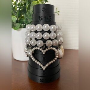 Bracelet Has 3 Stretchy Strands Of Faux Pearl Beads And Dangling Charms. NWT